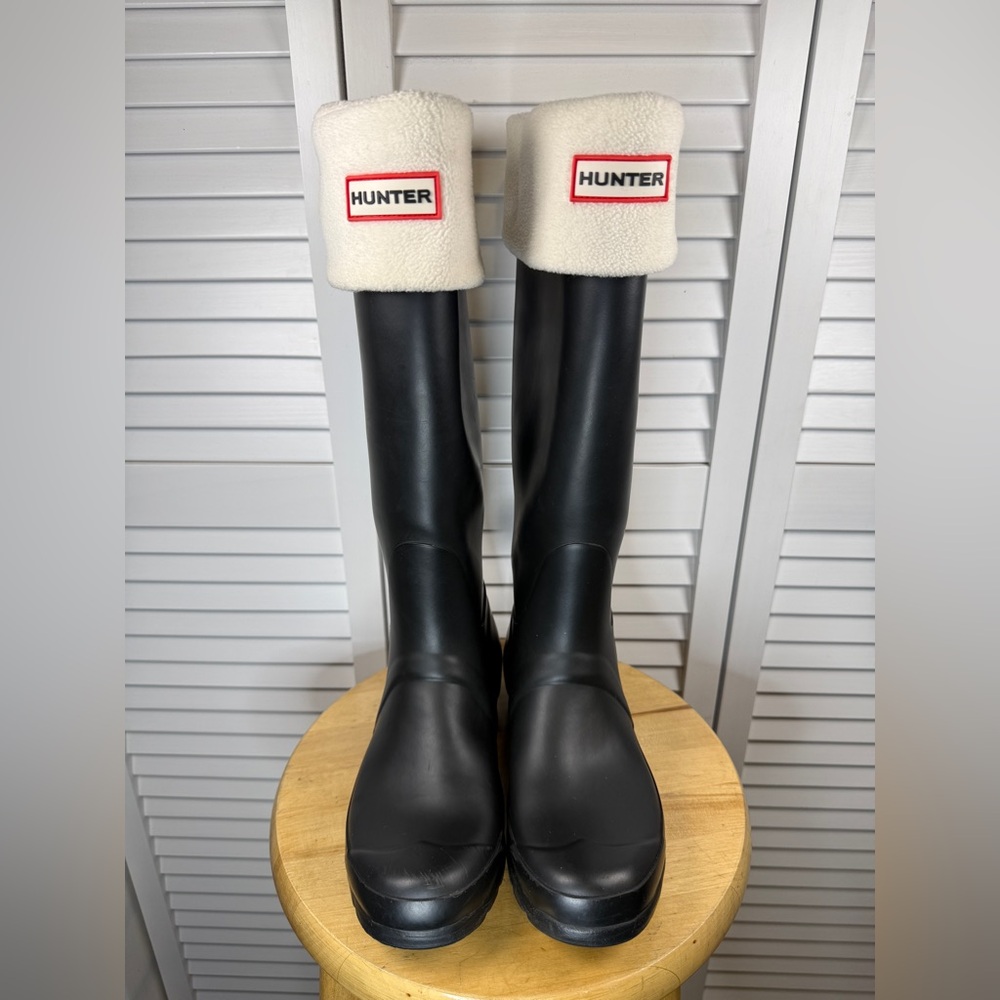 Hunter Womens Black Rubber Rain BOOTS Original Tall Size US7 EU38 Wft1000rma - Picture 15 of 16